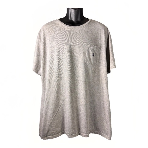 VTG Polo Ralph Lauren Single Stitch Logo Pocket Gold Dot Tag Grey Men Tee Sz XL - Picture 1 of 6